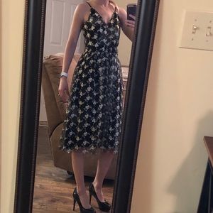 BRAND NEW Black dress with gold floral designs